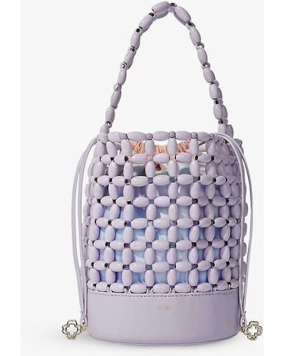 Maje Bead-embellished Wooden Bucket Bag - Purple