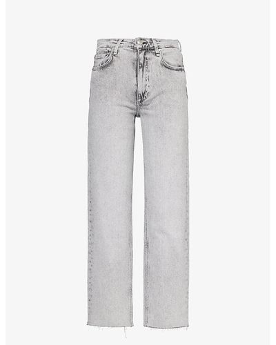 Rag & Bone Harlow Straight-leg Mid-rise Stretch-denim Jeans - Grey