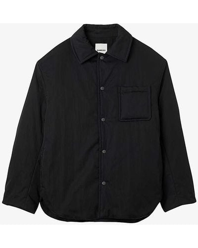 Sandro Patch-pocket Relaxed-fit Quilted Cotton Overshirt - Black