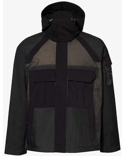 PS by Paul Smith Contrast-panel Funnel-neck Hooded Shell Jacket Xx - Black