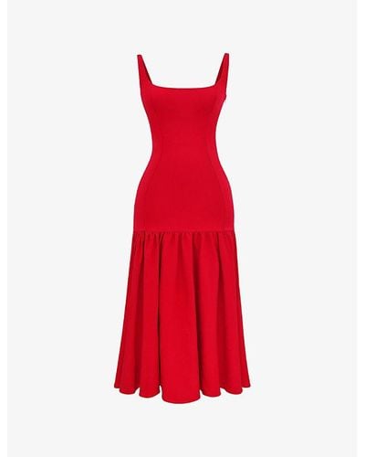 House Of Cb Amore Dropped-waist Woven Maxi Dress - Red