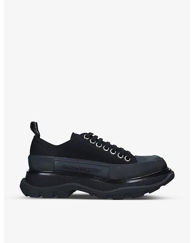 Alexander McQueen Tread exaggerated-sole Canvas Sneakers - Black