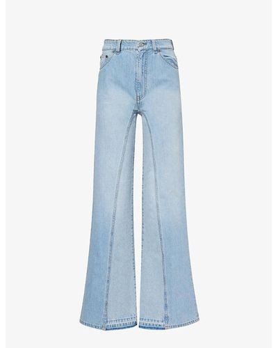 Victoria Beckham Faded-wash Flared-leg High-rise Jeans - Blue