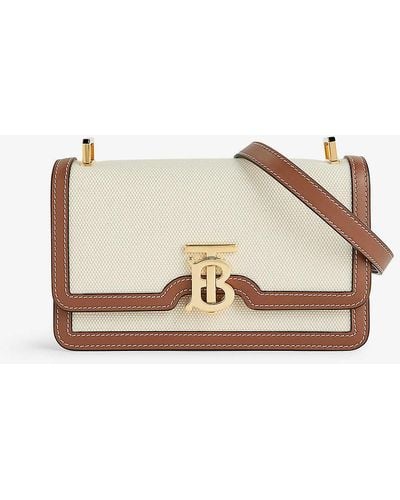 Burberry Elizabeth Small Cotton And Leather Cross-body Bag - Natural