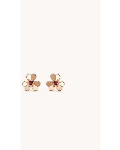 Van Cleef & Arpels Frivole Mini 18ct Rose-gold And 0.14ct Round-cut Ruby Stud Earrings - Natural