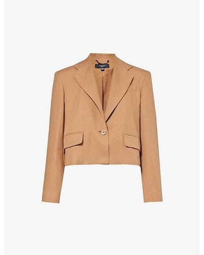 Weekend by Maxmara Cantico Cropped Woven Blazer - Natural