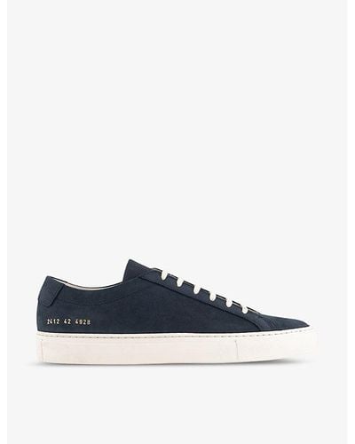 Common Projects Achilles Low Number-print Suede Low-top Sneakers - Blue