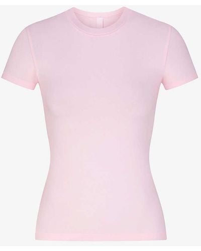 Skims New Vintage Short-sleeve Stretch-cotton T-shirt - Pink