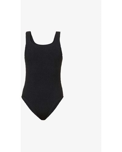 Hunza G Square-neck Crinkle-textured Swimsuit - Black