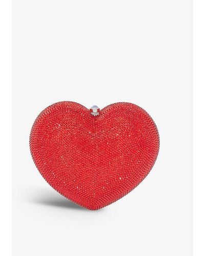 Judith Leiber L'amour Petite Coeur Crystal-embellished Clutch Bag - Red