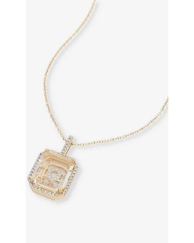 Mateo Secret Q 14ct Yellow-gold, 0.28ct Diamond And Quartz Pendant Necklace - White
