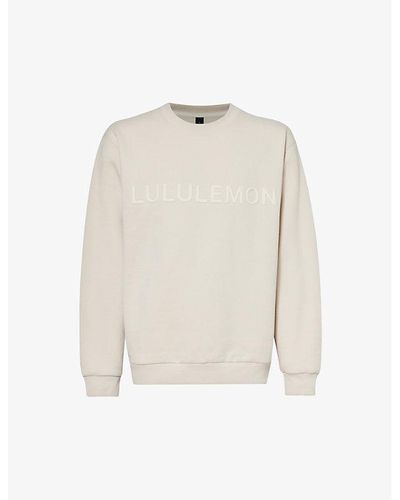 lululemon Tural Ivory Steady State Branded Relaxed-fit Cotton-blend Sweatshirt Xx - White