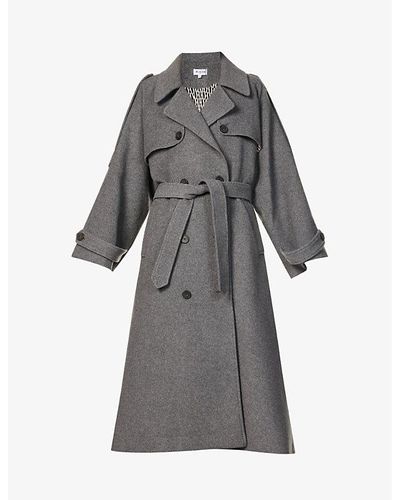 Musier Paris Gia Oversized Wool-blend Trench Coat - Grey