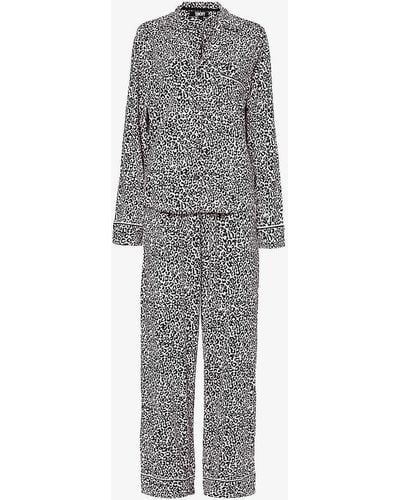 DKNY Branded Lip-print Stretch-jersey Pyjama - Grey