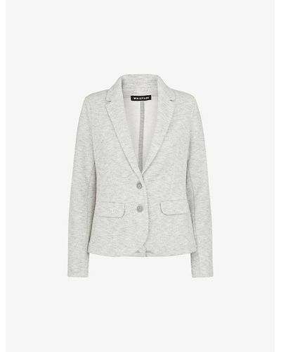 Whistles Slim-fit Single-breasted Cotton-jersey Jacket - White