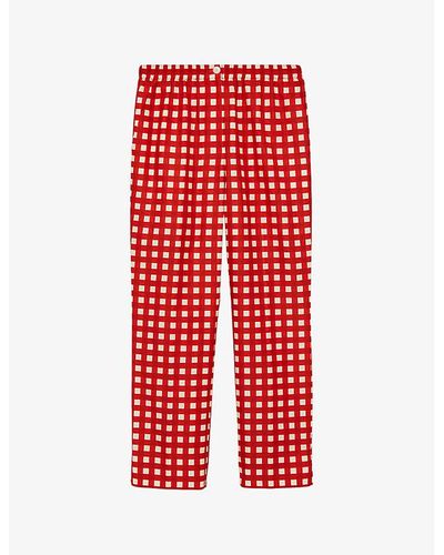 JOSEPH Tottenham Graphic-print High-rise Cotton And Silk-blend Pants - Red