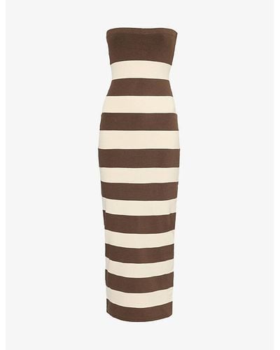 Posse Theo Striped Knitted Midi Dress - Metallic