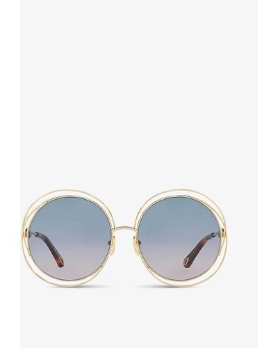 Chloé Ch0045s Round-frame Metal Sunglasses - Blue