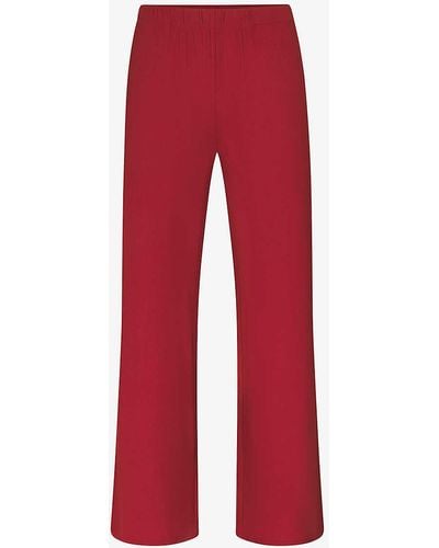 Skims Soft Lounge High-rise Wide-leg Stretch-jersey Trouser - Red