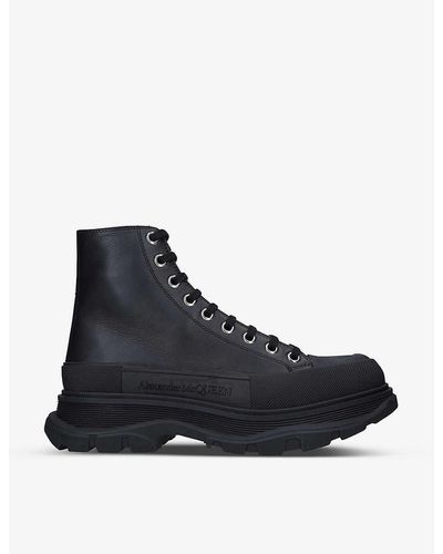 Alexander McQueen Tread Slick Leather Boots - Black