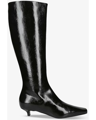 Totême Slim Knee-high Leather Heeled Boots - Black