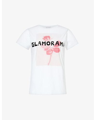 Bella Freud Glamorama Graphic-print Organic Cotton-jersey T-shirt - White