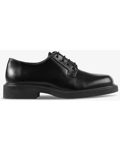 Sandro Square-toe Lace-up Leather Derby Shoes - Black