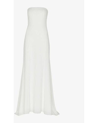 Whistles Ellis Bow-detail Strapless Woven Wedding Dress - White