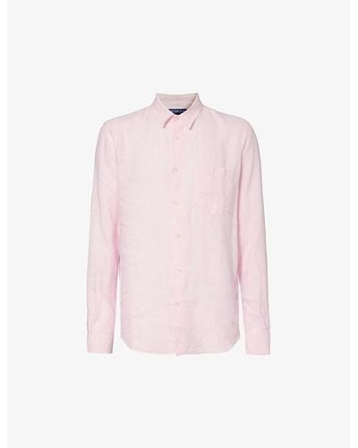 Vilebrequin Caroubis Brand-embroidered Linen Shirt - Pink