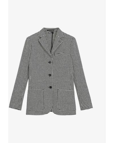 The Kooples Single-breasted Houndstooth Stretch-woven Blazer - Gray