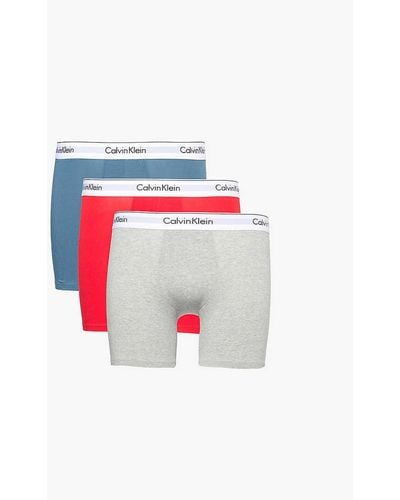 Calvin Klein Branded-waistband Pack Of Three Stretch-cotton Boxer Briefs - White