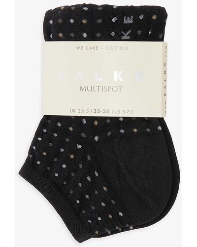 FALKE Spot Ankle-rise Stretch-cotton Blend Socks - Black