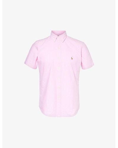 Polo Ralph Lauren Slim-fit Short-sleeve Oxford-cotton Shirt - Pink