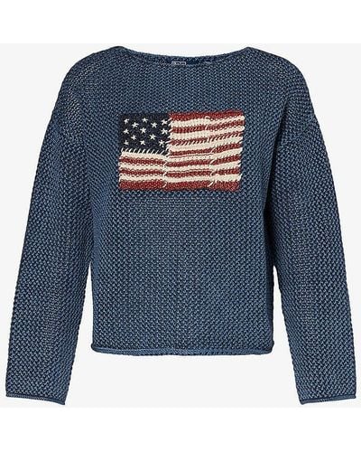 Polo Ralph Lauren American-flag Cotton Knitted Jumper - Blue