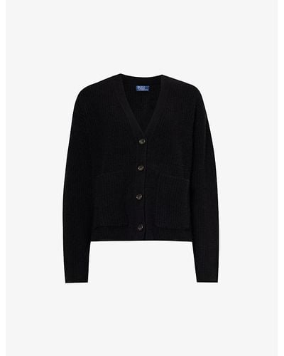 Polo Ralph Lauren V-neck Boxy-fit Wool And Cashmere-blend Cardigan - Black