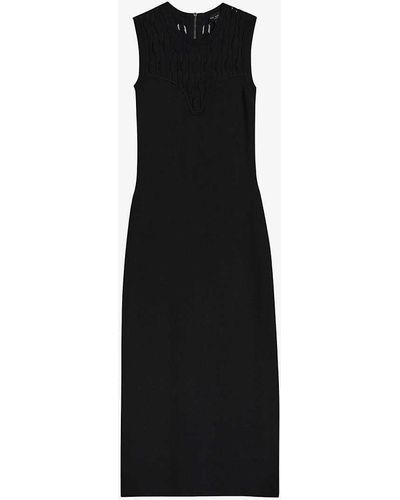 Ted Baker Polyan Stitch-neckline Ribbed-knit Midi Dress - Black