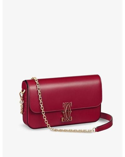 Cartier C De Mini Leather Shoulder Bag - Red