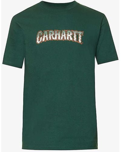 Carhartt Slow Script Graphic-print Organic-cotton T-shirt - Green