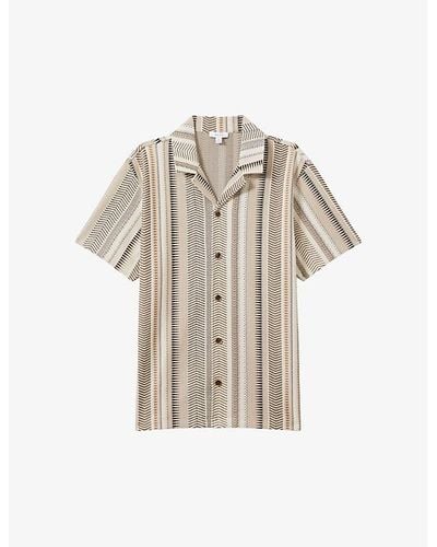 Reiss Archer Geometric-pattern Stretch-knit Shirt - Natural