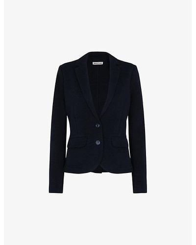 Whistles Slim-fit Single-breasted Cotton-jersey Jacket - Blue