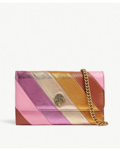 Kurt Geiger Kensington Metallic Striped Leather Wallet With Chain - Multicolour