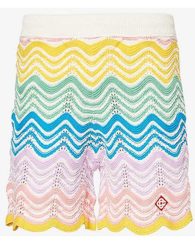 Casablancabrand Gradient-pattern High-rise Cotton-knit Shorts - White