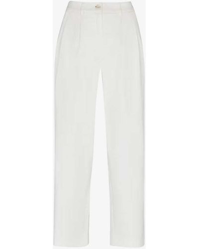 Whistles Bethany Pleated Barrel-leg Mis-rise Cotton Trousers - White