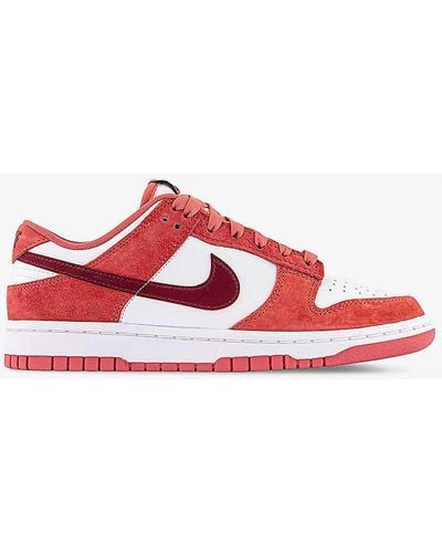 Nike Dunk Low Panelled Leather Low-top Trainers - Red