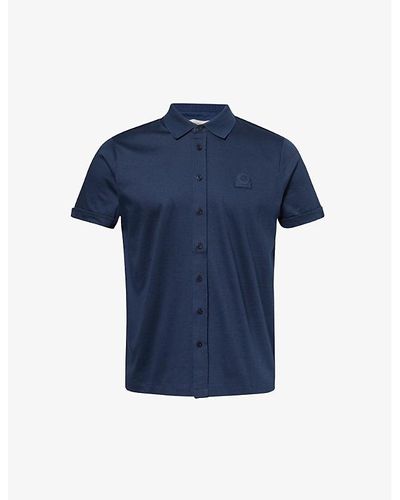Sandbanks Vy Brand-patch Cotton-jersey Polo Shirt - Blue