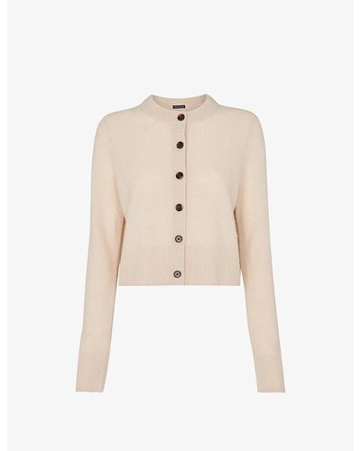 Whistles Relaxed-fit Cropped Wool Cardigan - Natural