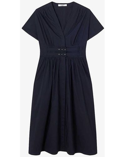 LK Bennett Eva Fit-and-flare Cotton Midi Dress - Blue
