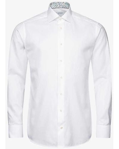 Eton Solid Slim-fit Cotton-blend Oxford Shirt - White