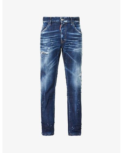 DSquared² Vy Blue Regular-fit Mid-rise Tapered-leg Stretch-denim Jeans