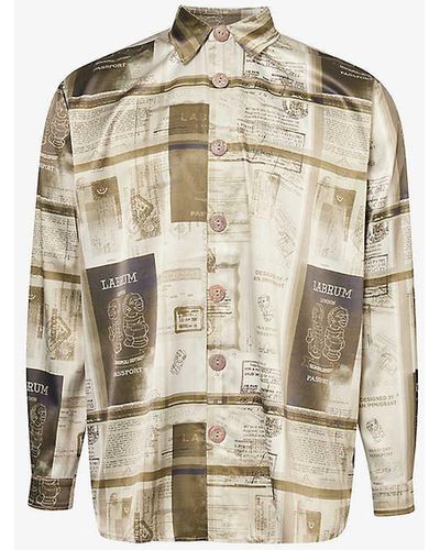 LABRUM LONDON Nomoli Odyssey Passport-print Satin Shirt - White